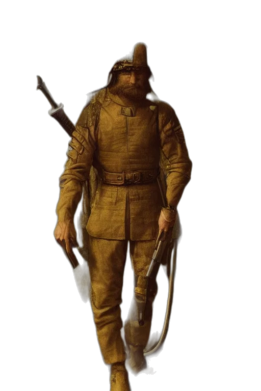 staff, jacket, mask, weapon, concept art, fantasy art, photorealistic, 3d render transparent PNG cut-out