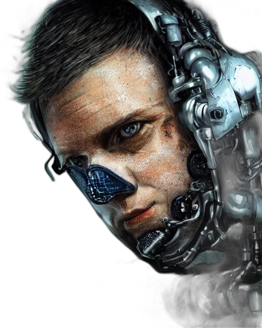 robot, face, mask, cyberpunk transparent PNG cut-out