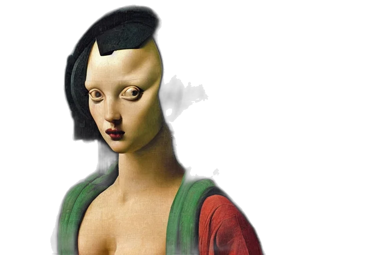 mask, face, jewelry, dress, photorealistic, oil painting, 3d render, fantasy art transparent PNG cut-out