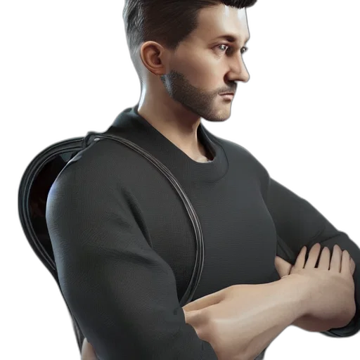 jacket, staff, robot, face transparent PNG cut-out