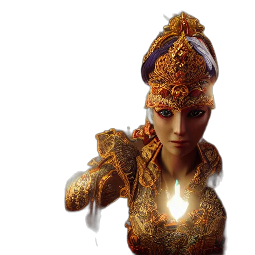 jewelry, staff, crown, mask, 3d render, concept art, fantasy art, photorealistic transparent PNG cut-out