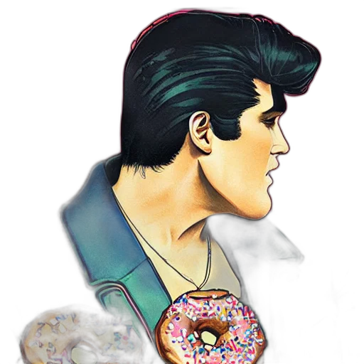 jacket, food, jewelry, vaporwave, pixel art, comic book art, concept art, elvis transparent PNG cut-out