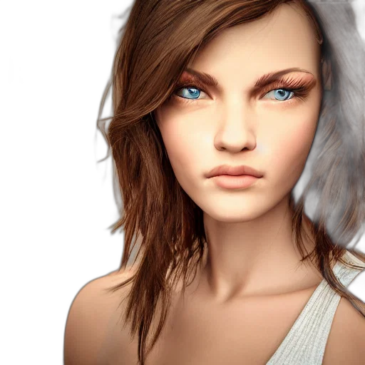 face, hair, photorealistic, 3d render transparent PNG cut-out