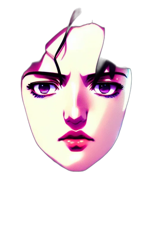 face, mask, jewelry, robot, vaporwave, concept art, anime, cyberpunk transparent PNG cut-out