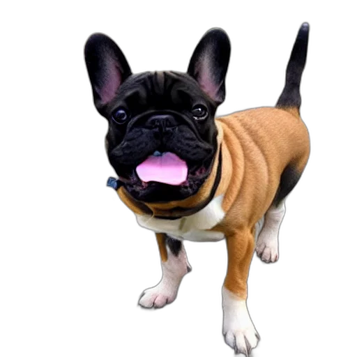 animal, creature, staff, face, photorealistic, 3d render, frenchie, dog transparent PNG cut-out