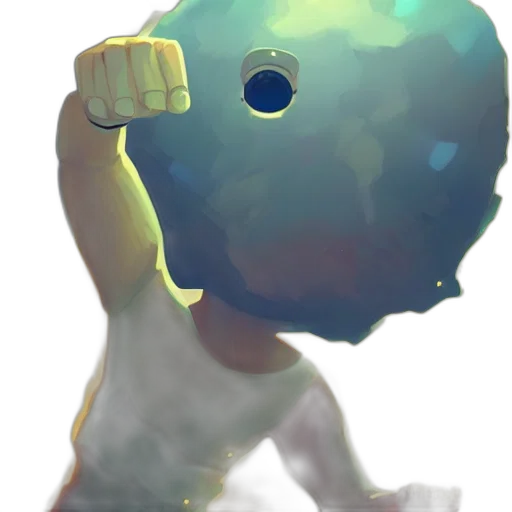 staff, robot, mask, weapon, concept art, 3d render, pixel art, watercolor transparent PNG cut-out