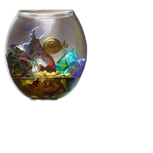 bottle, dragon, jewelry, crown, concept art, fantasy art, 3d render, photorealistic transparent PNG cut-out