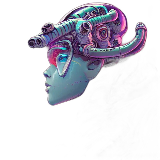 mask, robot, face, crown, cyberpunk, concept art, vaporwave, fantasy art transparent PNG cut-out
