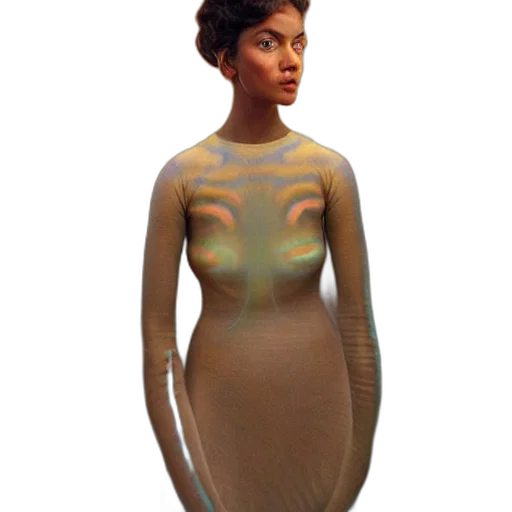 dress, jewelry, robot, creature, concept art, 3d render, fantasy art, pixel art transparent PNG cut-out