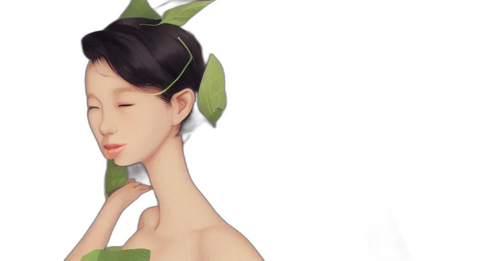 photorealistic, oil painting, watercolor, 3d render, green, earth tones, pastel, asian transparent PNG cut-out