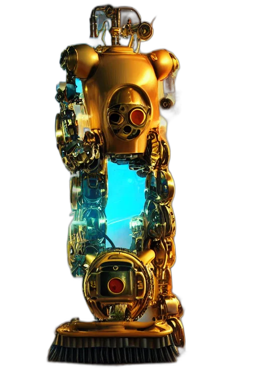 robot, weapon, staff, animal, concept art, 3d render, cyberpunk, fantasy art transparent PNG cut-out