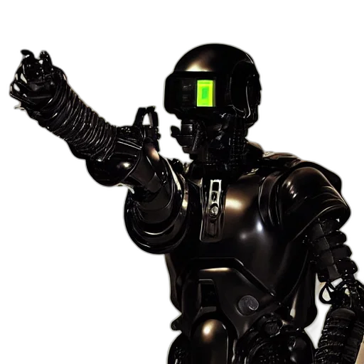 robot, staff, 3d render, concept art transparent PNG cut-out
