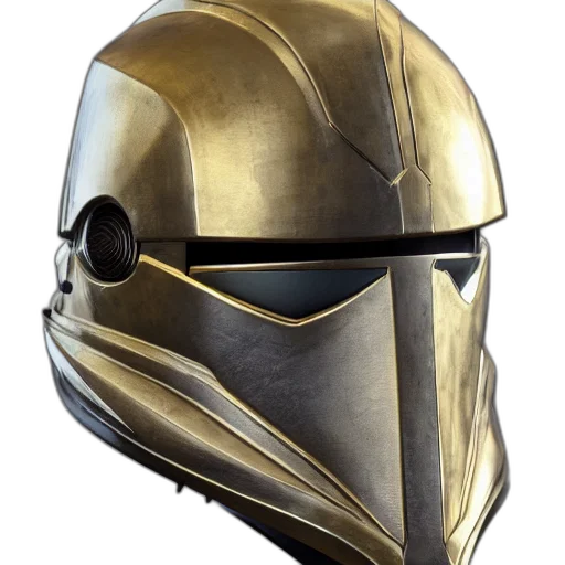 mask, weapon, concept art, 3d render, photorealistic, fantasy art, golden, realistic transparent PNG cut-out