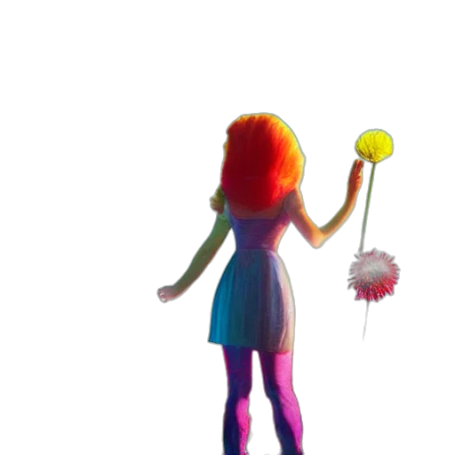 staff, umbrella, dress, hair, 3d render, concept art, pixel art, fantasy art transparent PNG cut-out