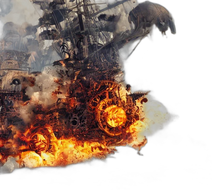weapon, concept art, photorealistic, 3d render, fire, highly, detailed, ink transparent PNG cut-out