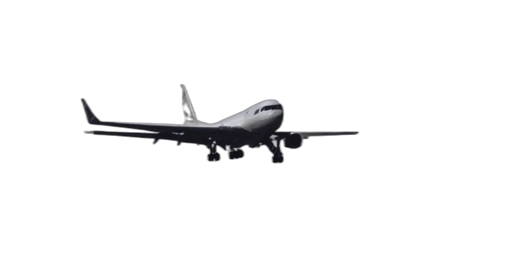 airplane, facing, camera, telephoto, zoom transparent PNG cut-out