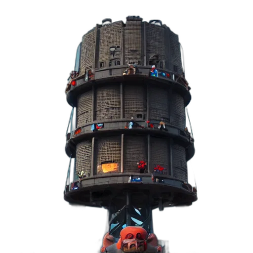 robot, staff, hat, building transparent PNG cut-out