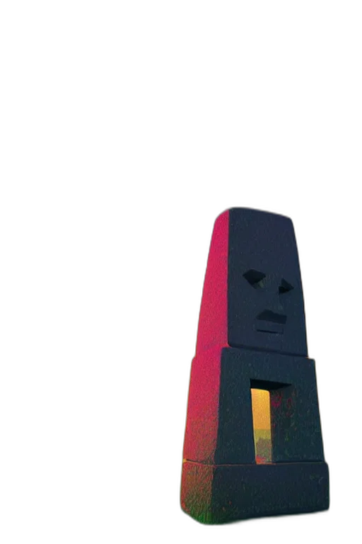 robot, face, mask, staff, 3d render, vaporwave, pixel art, concept art transparent PNG cut-out