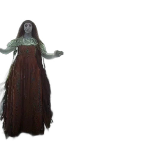 dress, creature, mask, staff, concept art, 3d render, fantasy art, underwater transparent PNG cut-out