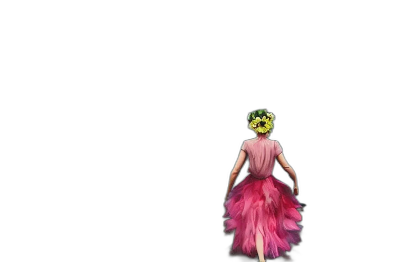 dress, mask, creature, flower, concept art, 3d render, pixel art, vaporwave transparent PNG cut-out