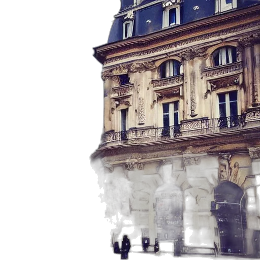 building, mask, umbrella, dress, photorealistic, concept art, 3d render, watercolor transparent PNG cut-out