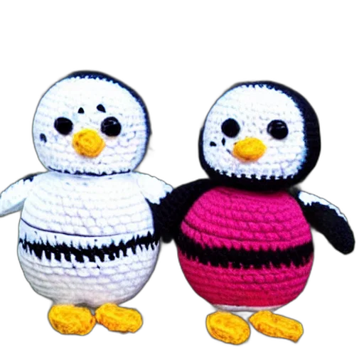 pixel art, 3d render, monochrome, crocheted, penguin, doll transparent PNG cut-out