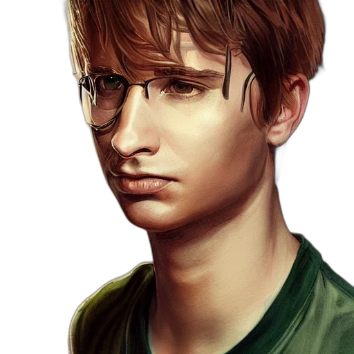 face, photorealistic, fantasy art, oil painting, pixel art, green, earth tones, young transparent PNG cut-out