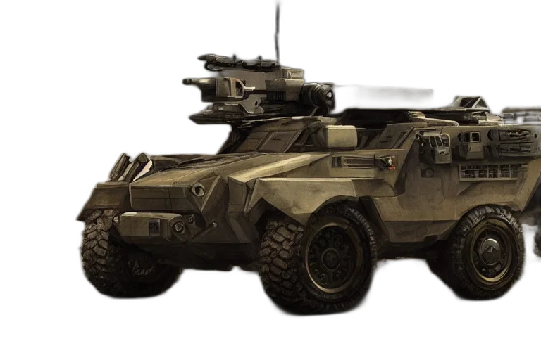 car, weapon, concept art, 3d render transparent PNG cut-out
