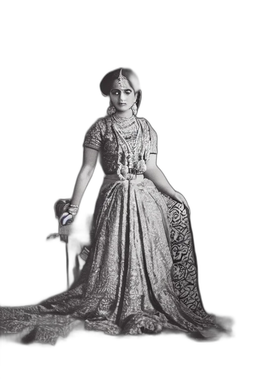 dress, staff, jewelry, sword, pencil sketch, photorealistic, concept art, mughal transparent PNG cut-out