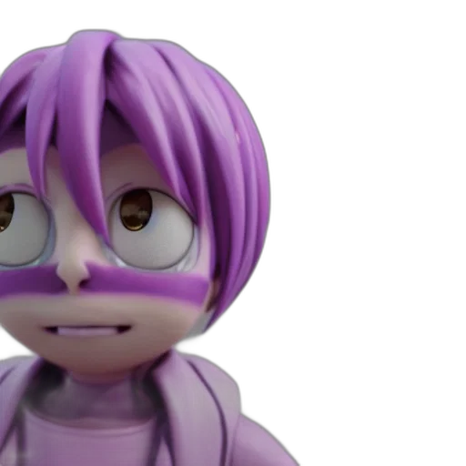 mask, 3d render, concept art, anime, purple, clay, homunculi, looking transparent PNG cut-out