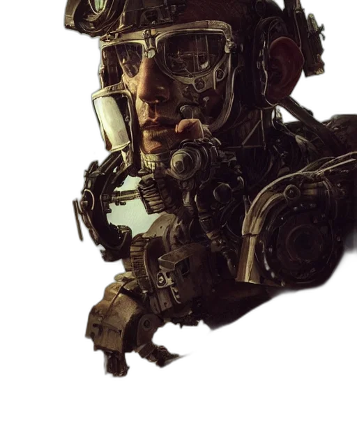 robot, face, mask, weapon, concept art, cyberpunk, photorealistic, fantasy art transparent PNG cut-out