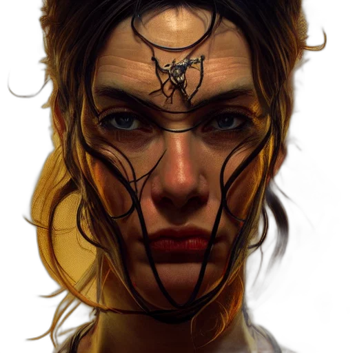 face, mask, jewelry, staff, photorealistic, concept art, fantasy art, cyberpunk transparent PNG cut-out