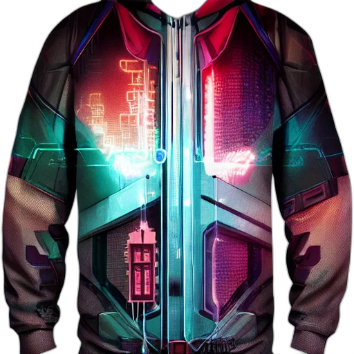 jacket, cyberpunk, concept art, vaporwave, pixel art, neon lights, neon, close transparent PNG cut-out