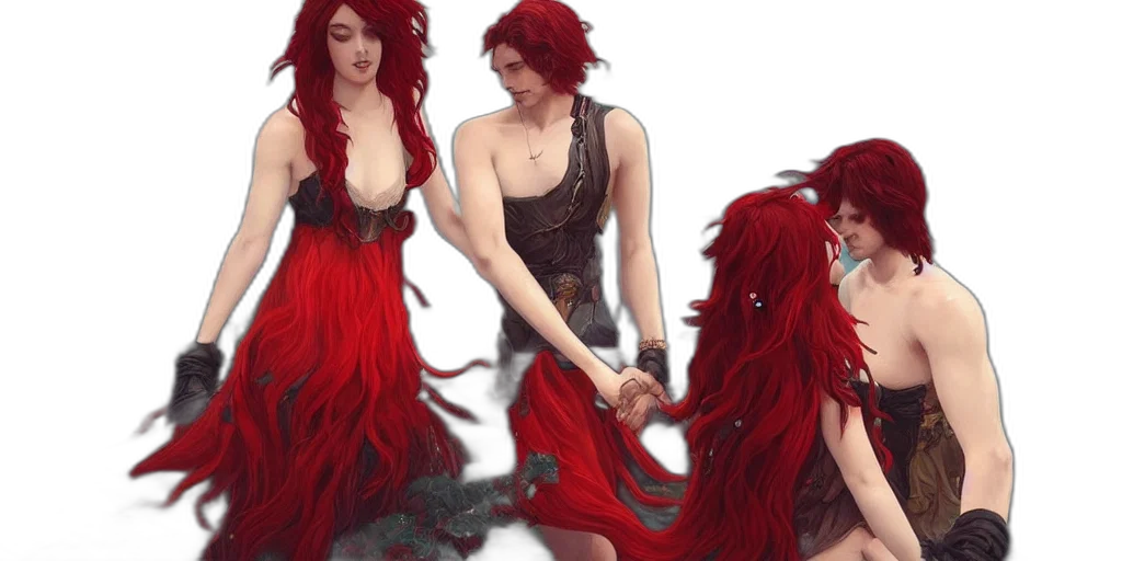 hair, dress, concept art, fantasy art transparent PNG cut-out