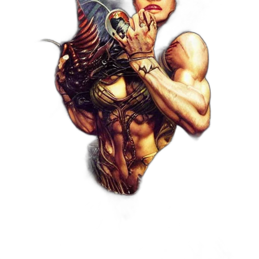 weapon, robot, creature, comic book art transparent PNG cut-out