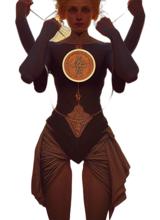 staff, mask, jewelry, dress, concept art, fantasy art, 3d render, pixel art transparent PNG cut-out