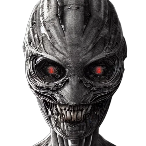 robot, mask, face, creature, concept art, 3d render, photorealistic, comic book art transparent PNG cut-out