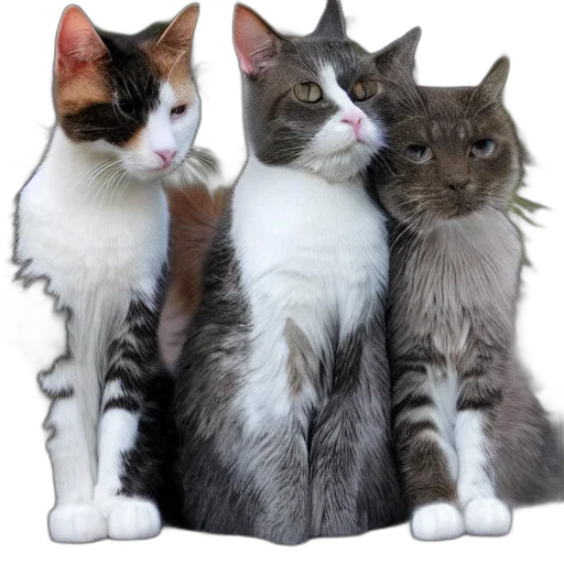 animal, staff, crown, photorealistic, 3d render, monochrome, girls, cats transparent PNG cut-out