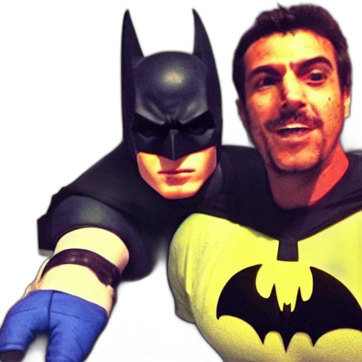 comic book art, concept art, batman, happy, take, selfie, mario transparent PNG cut-out