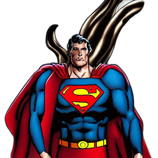 comic book art, concept art, cartoon, portrait, superman, darkseid, space, abandoned transparent PNG cut-out
