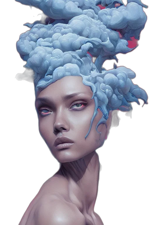 crown, face, mask, creature, concept art, fantasy art, photorealistic, cyberpunk transparent PNG cut-out