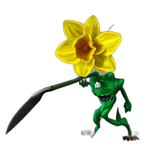 flower, staff, weapon, creature, concept art, 3d render, photorealistic, pixel art transparent PNG cut-out