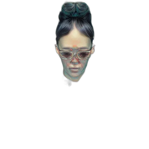 face, mask, hair, crown, photorealistic, 3d render, vaporwave, pixel art transparent PNG cut-out
