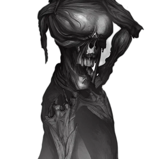face, mask, creature, staff, concept art, fantasy art, comic book art, photorealistic transparent PNG cut-out