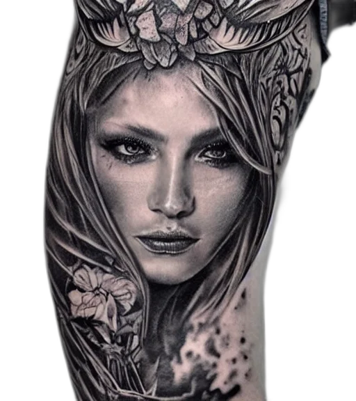 face, crown, jewelry, photorealistic, fantasy art, pencil sketch, concept art, tattoo transparent PNG cut-out