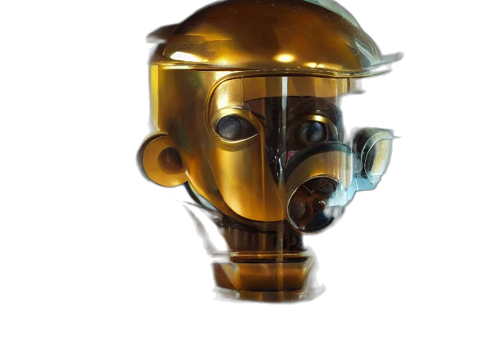 mask, robot, face, crown, concept art, 3d render, fantasy art, photorealistic transparent PNG cut-out