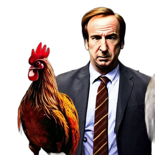 animal, jacket, photorealistic, concept art, saul, goodman, rooster, medieval transparent PNG cut-out