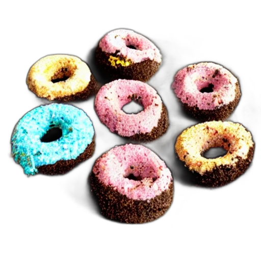 food, 3d render, colorful, pastel, dirt, donuts transparent PNG cut-out
