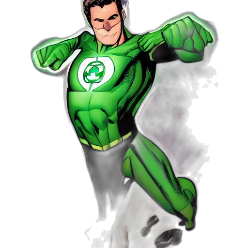 comic book art, concept art, cartoon, photorealistic, green, lantern, invading, dream transparent PNG cut-out