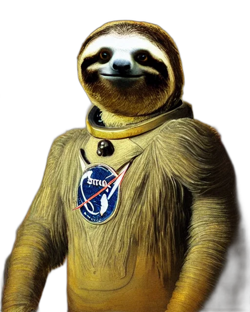 animal, creature, staff, jacket, concept art, 3d render, outer space, sloth transparent PNG cut-out